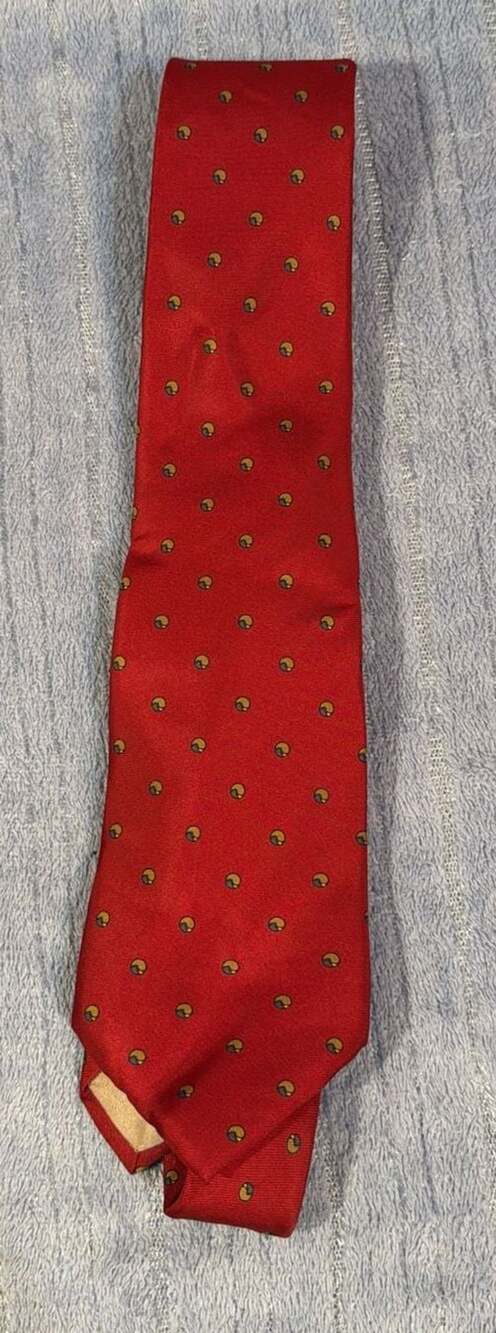 Christian Dior Silk Necktie Red Geometric Dot Pattern